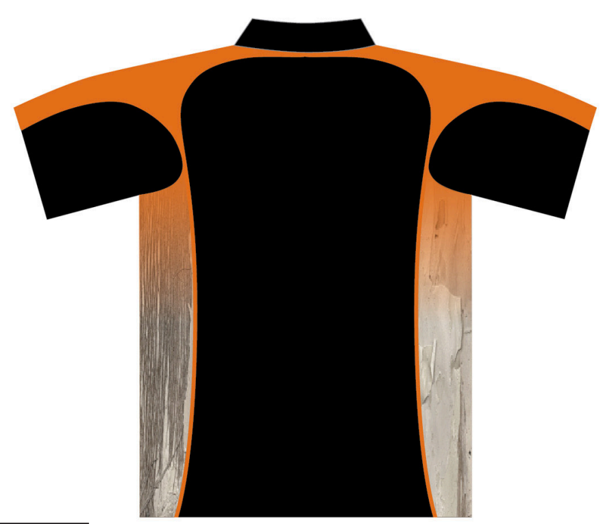 POB002 POLO - Black Faded Orange Panel Kungarakan print on back