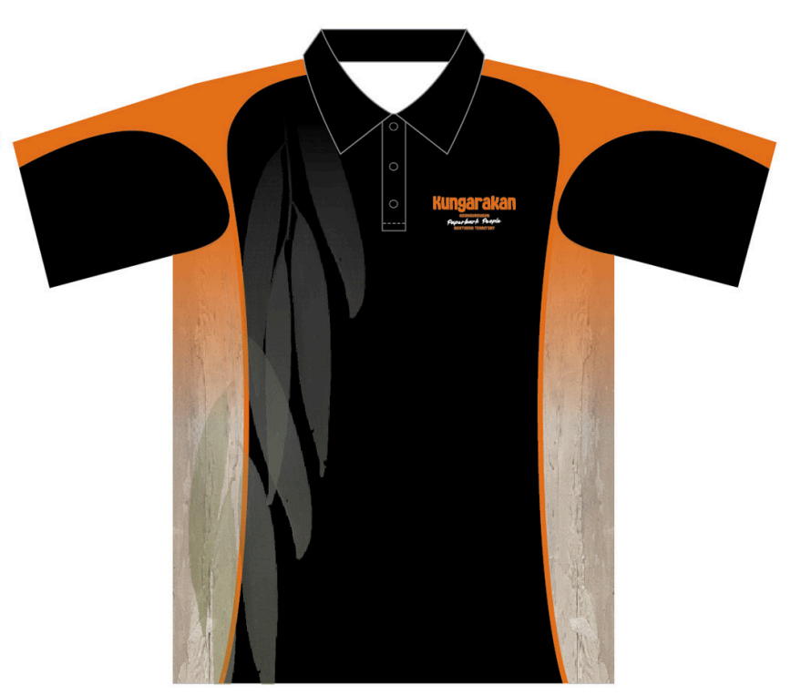 POB002 POLO - Black Faded Orange Panel Kungarakan print on back