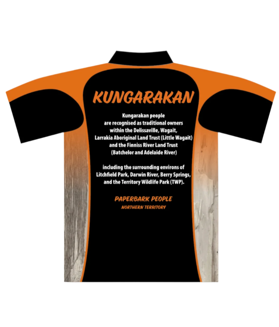 POB002 POLO - Black Faded Orange Panel Kungarakan print on back